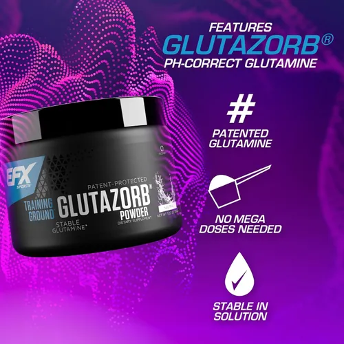 Vista 4 de EFX Sports Training Ground Glutazorb Powder Suplemento de glutamina altamente concentrado, pH correcto, digestión y apoyo inmunológico, 66
