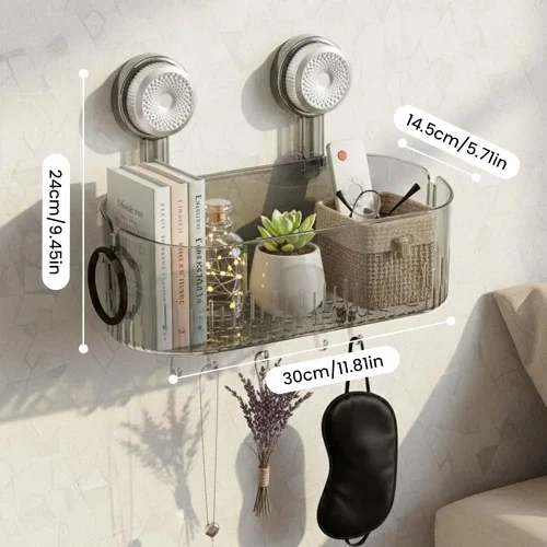 Vista 7 de AIIONP Caja de almacenamiento con succión para baño sin taladros, estante con ventosa 2026, organizador de ducha portátil para el hogar, cesta