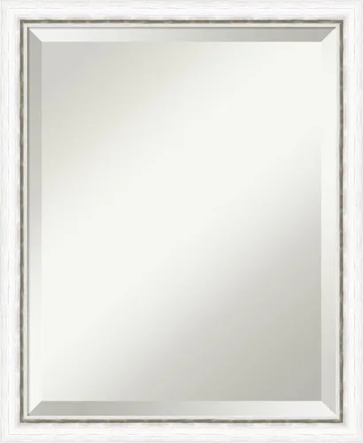 Vista 8 de Amanti Art - Espejo de baño blanco para sobre lavabo, espejo de tocador rectangular Morgan blanco azul de 22x18, marco de madera moderno pequeño, se