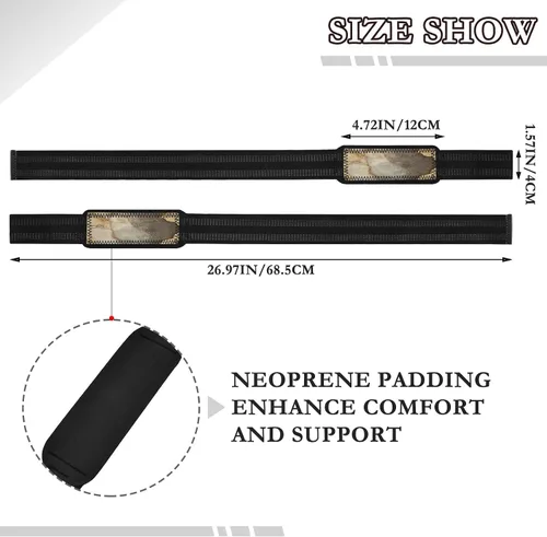 Vista 3 de Dark Green Gradient Marble Brown Beige Weight Lifting Straps 26" Power Workouts Deadlift Straps for Weightlifting, Deadlifting, Exercise, Strength
