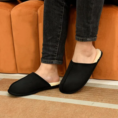 Vista 2 de Pantuflas de espuma viscoelástica para hombre, con puntera cerrada, para interiores, cómodas, acogedoras, suaves, antideslizantes, para dormitorio