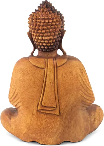Vista 8 de G6 Collection Estatua de Buda sentado de madera de 8 pulgadas, escultura meditadora hecha a mano, decoración decorativa para el hogar, decoración