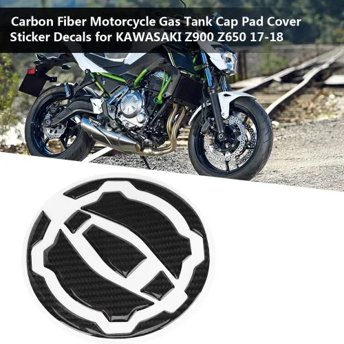 Vista 7 de Adhesivo de fibra de carbono para tapa de tanque de gasolina, cubierta de tapa de tanque de gasolina para motocicleta KAWASAKI Z900 Z650 2017-2018