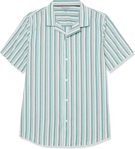 Vista 5 de Tienda Essentials Camisa de algodón vacacional para hombre, manga corta ajustada