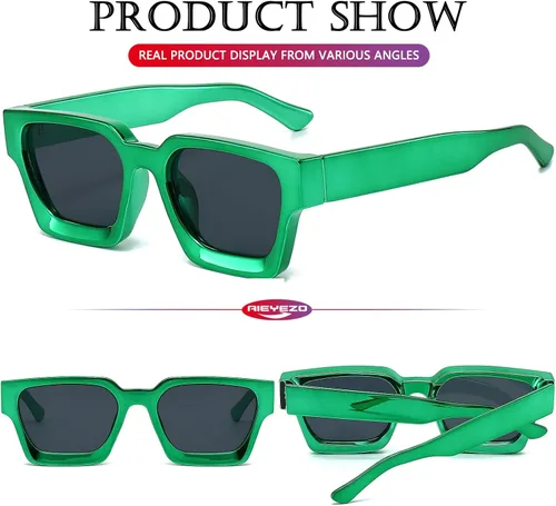 Vista 92 de AIEYEZO Gafas de sol cuadradas para mujeres y hombres, gafas de sol cuadradas con montura gruesa, estilo de diseñador simple