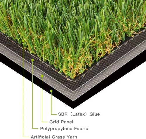 Vista 5 de Alfombra de césped artificial con agujeros de drenaje y parte trasera de goma, para interiores y exteriores, realista, sintética, para patio