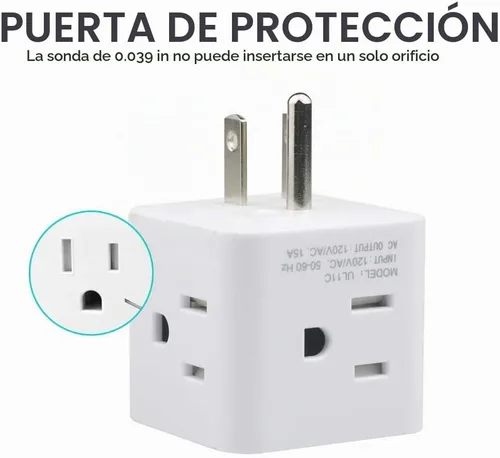 Vista 5 de Extensor de toma de corriente múltiple de 3 clavijas, enchufe de pared de 4 vías, toma de corriente alterna, divisor de enchufe a tierra a Estados