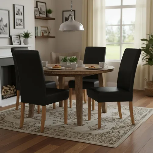 Vista 8 de Funda protectora de piel sintética sintética impermeable elástica para sillas de comedor (negro, 2)