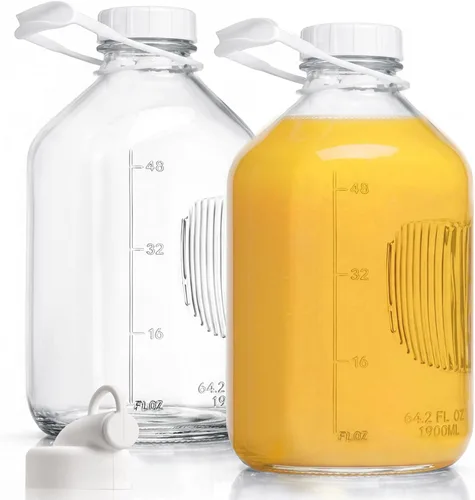 Vista 16 de CUCUMI 5 botellas de jugo de vidrio de 16 onzas con tapas, recipientes reutilizables para jugo, tarros de agua con cepillo, popotes de vidrio, tapas