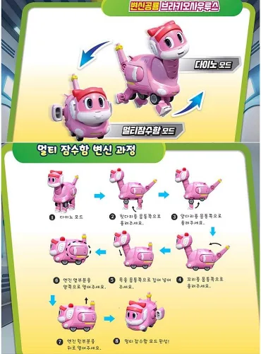 Vista 4 de Go Go Dino REX TOMO Viki PING LOCKY y Storm Transformation Dinosaur Mini Robot Set de 6