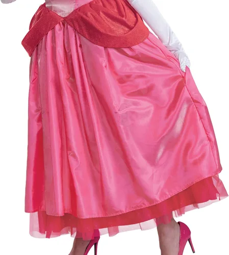 Vista 5 de Disguise Disfraz de princesa melocotón para mujer, disfraz oficial de Super Mario elevado para adultos y corona