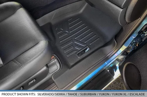 Vista 3 de SMARTLINER Juego de tapetes de piso de recubrimiento, de 2 filas, para Chevrolet Silverado 1500 2007-2013