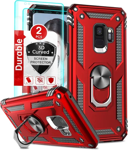 Vista 9 de LeYi Funda para Galaxy S9 con 2 protectores de pantalla suave, anillo de metal protector de grado militar con función atril para teléfono Android