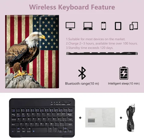 Vista 5 de Funda para Samsung Galaxy Tab A8 10.5 con teclado, fuerte sellado magnético desmontable Bluetooth teclado inalámbrico cubierta de cuero para Samsung