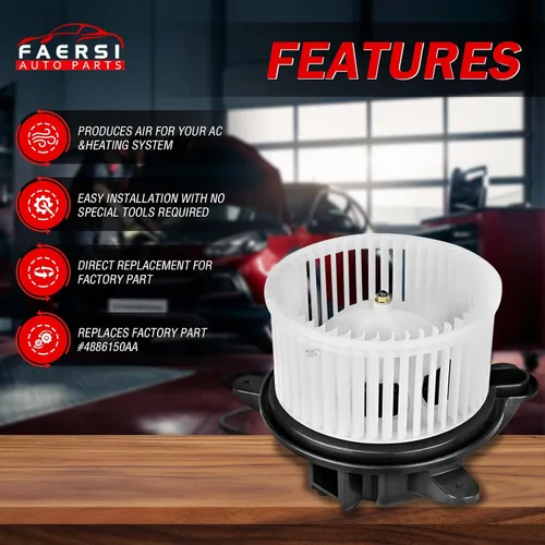 Vista 2 de FAERSI Motor de soplador de calentador de plástico HVAC con ventilador ABS jaula de repuesto para Jeep Cherokee y Wrangler 1997-2001 reemplaza #