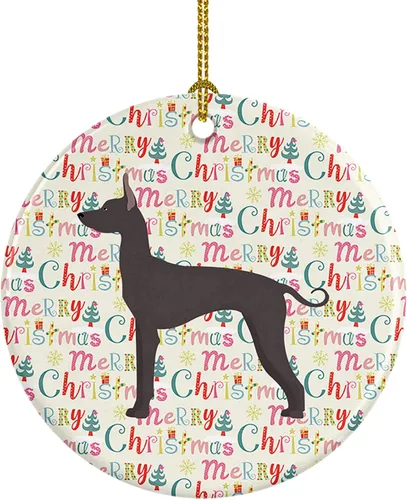 Vista 84 de Caroline's Treasures Abyssinian Sand Terrier - Adorno de cerámica para colgar en el árbol de Navidad, para el hogar, Navidad, fiestas, regalo, 3