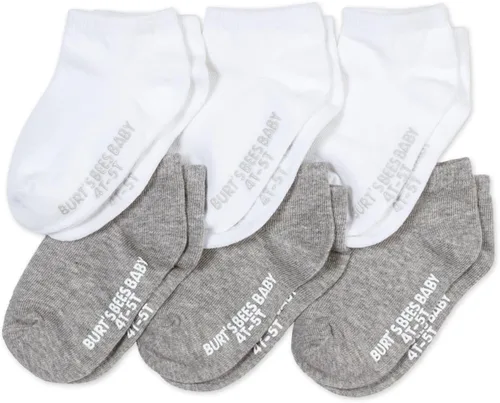 Vista 10 de Burt's Bees Baby Calcetines de tobillo para bebés niñas con agarres antideslizantes (paquete de 6)