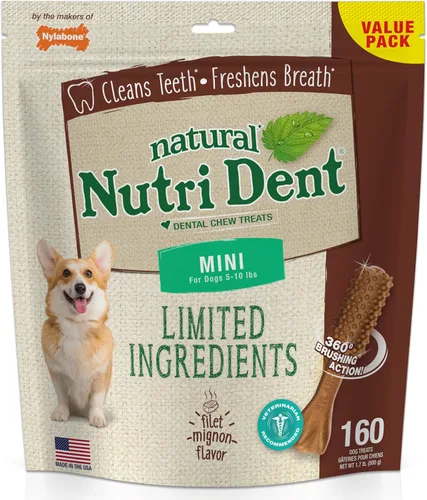 Vista 13 de Nylabone Nutri Dent Dog Dental Chews - Limpieza natural de dientes y ambientador de aliento - Golosinas dentales para perros - Sabor Filet Mignon