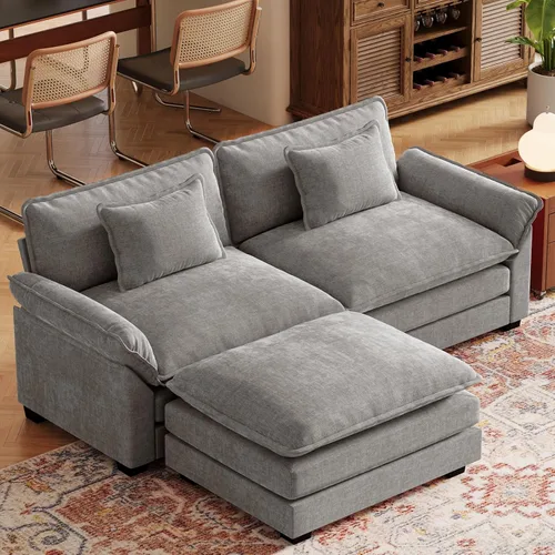 Vista 55 de CDCASA Silla de acento de gran tamaño de 50'' con otomana Asiento extra ancho y profundo estilo sofá nube para sala de estar, dormitorio, rincón