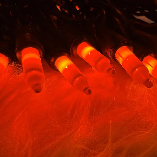 Vista 8 de HISHINY - Extensión de luces de Halloween color naranja, 100 luces incandescentes con cable negro, ideal para decoraciones de Halloween
