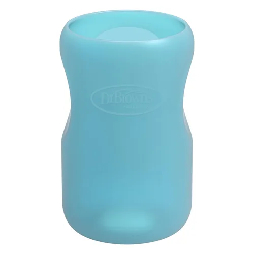 Vista 12 de Funda de botella de vidrio de cuello ancho Dr. Brown's Options+, 100% silicona, azul, sin BPA, 5 oz, paquete de 1 unidad