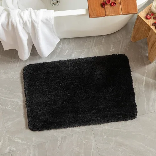 Vista 6 de MIULEE Alfombras de baño negras, suaves y pequeñas, absorbentes, antideslizantes, de secado rápido, esponjosas, para baño, bañera y duchas, lavables