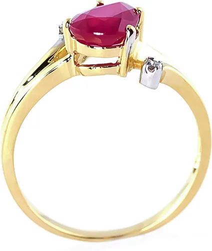 Vista 3 de Galaxy Gold GG Anillo de oro macizo de 18 quilates de 1,51 quilates con diamantes en forma de pera, Gema Metal, Rubí