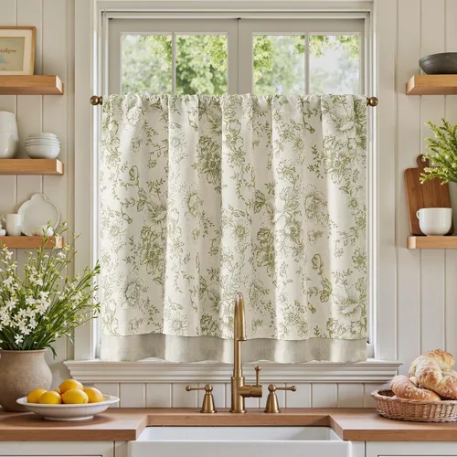 Vista 29 de Jinchan - Cortinas de lino texturizado para cocina, 24 pulgadas, natural, 2 paneles Mezcla de lino beige natural