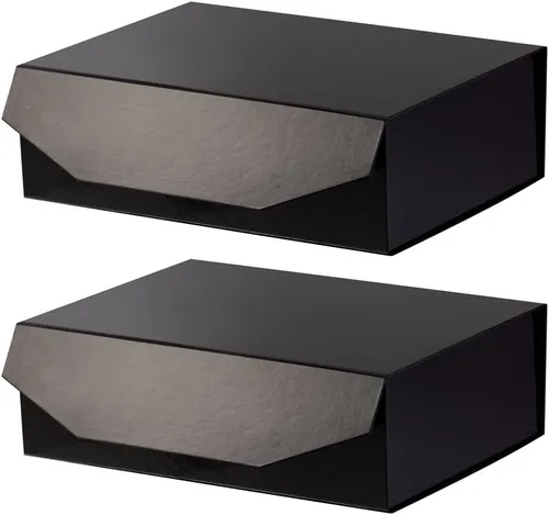 Vista 17 de 1 paquete de caja de regalo negra con tapas, pequeña de 12 x 8 x 2.7 pulgadas, cajas de regalo para ropa, cajas de regalo para camisas con cinta
