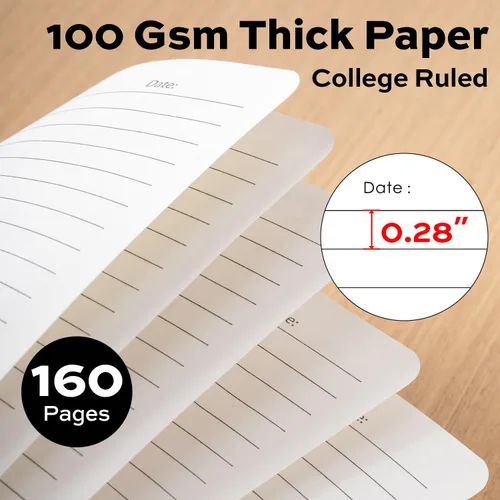Vista 4 de deli Black Lined Spiral Journal Notebook, 160 Pages, A5 (5.5"x8") Hardcover Writing Notebook, College Ruled Spiral Bound Journal for Women & Men