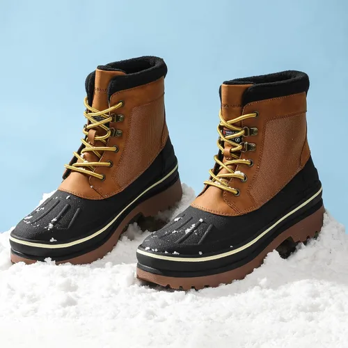 Vista 6 de Bruno Marc Botas de nieve impermeables aisladas para hombre, con forro de piel cálida, botas de invierno para exteriores