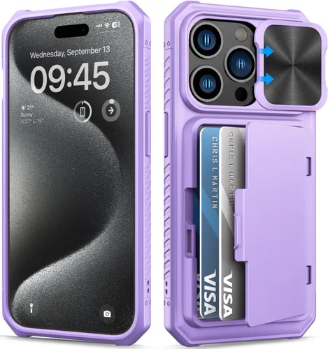 Vista 87 de BXYJY Funda tipo cartera para iPhone 15 Pro, tarjetero (4-5 tarjetas)
