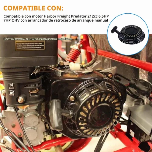 Vista 6 de Stylemafia Cubierta de arranque y retroceso para Harbor Freight-Predator Rato 212cc 6.5HP 7HP OHV Engine Go Kart Pit Bike Generator Cortacésped
