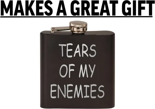 Vista 4 de Rogue River Tactical Funny Tears of My Enemies - Petaca de acero inoxidable de alta calidad, color negro mate, es un gran regalo para él, papá