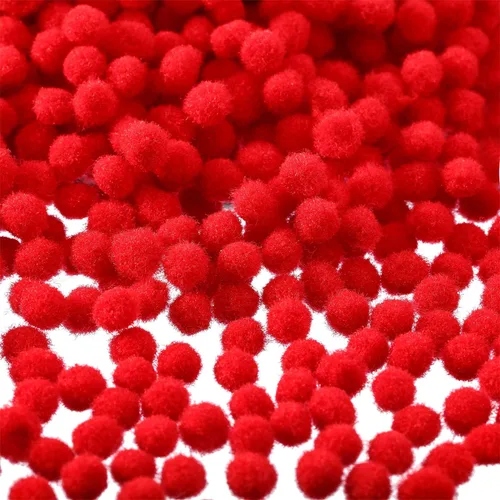 Vista 3 de Shappy - 2000 pompones de 0.236 in para manualidades, suministros para el trabajo y manualidades Red