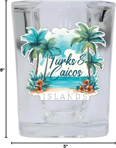 Vista 3 de Turks And Caicos Design C Souvenir - Vaso de chupito cuadrado de 2.5 onzas