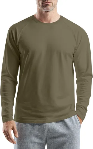 Vista 7 de Camisetas para hombre, manga larga, color sólido, cuello redondo, camisetas básicas informales, M-3XL