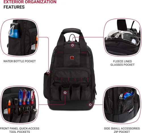 Vista 3 de SwissGear Mochila de bolsa de herramientas, se adapta hasta, Negro, Mediana