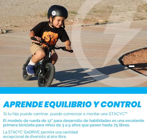 Vista 5 de STACYC Bicicleta eléctrica de equilibrio 12eDRIVE para niños de 3 a 5 años