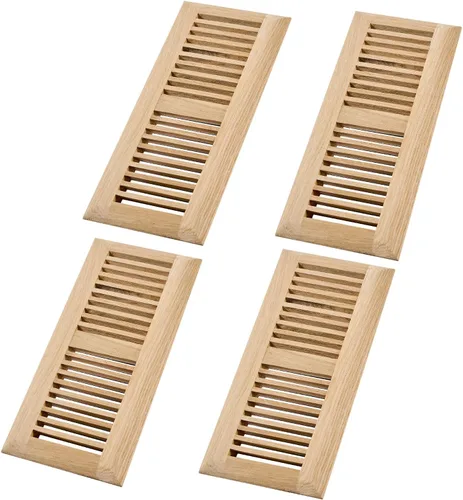 Vista 12 de Paquete de 2 piezas de rejilla de piso de madera dura de roble rojo, cubierta de ventilación empotrable, 4x10 pulgadas, con regulador, sin acabar