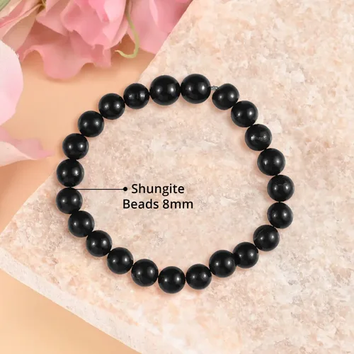 Vista 5 de SHOP LC DELIVERING JOY Beads Pain Relief Meditation Anxiety Karelian Shungite Stretch Beaded Bracelet for Women Jewelry Birthday for Women