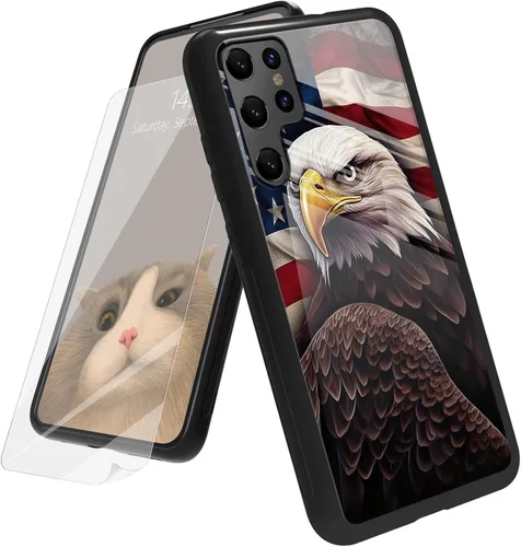 Vista 198 de Funda para Samsung Galaxy A12 5G con protector de pantalla, parte trasera de vidrio templado + TPU de silicona suave que absorbe los golpes