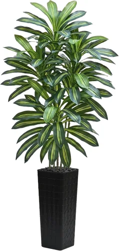 Vista 17 de Árbol de Dracaena artificial, plantas artificiales de 5 pies, maceta Verde-negro Pot