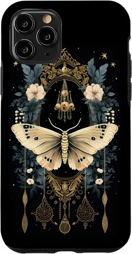 Vista 27 de iPhone 16 Celestial Moth Witchy Butterfly Botanical Moon Boho Flowers Case