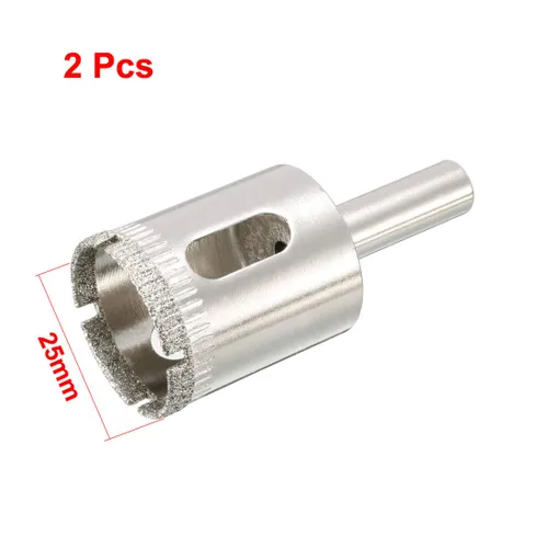 Vista 2 de uxcell - 2 brocas de sierra de agujero con revestimiento de diamante de 0.98 pulgadas para vidrio, cerámica, mármol, roca y porcelana, 2