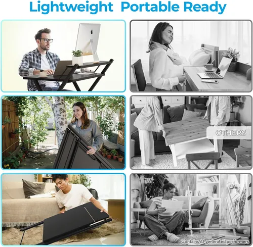 Vista 4 de GreenForest Escritorio plegable sin montaje, escritorio resistente para computadora para espacios pequeños Portable Foldable Table for Laptop