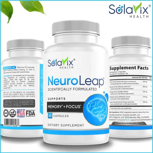 Vista 6 de NeuroLeap Premium Suplemento nootrópico para la salud cerebral Fabricado en Estados Unidos Apoya la memoria, la concentración, la claridad
