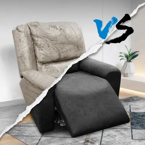 Vista 234 de Fundas para Sillón de 2 Piezas con Cojín en T, Fundas de Aspecto de Cuero para Sofá, Fundas para Sillas, Protector de Muebles Elástico, Funda