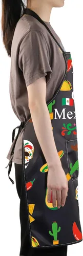 Vista 6 de JNIAP Delantal de chef mexicano con bolsillos, delantal de cocina El Jefe - Regalo de chef jefe