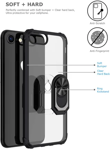 Vista 2 de Funda transparente con función atril para iPhone SE 2022/2020 (3ª/2ª generación SE3/SE2) y iPhone 8/7, funda delgada de protección contra caídas